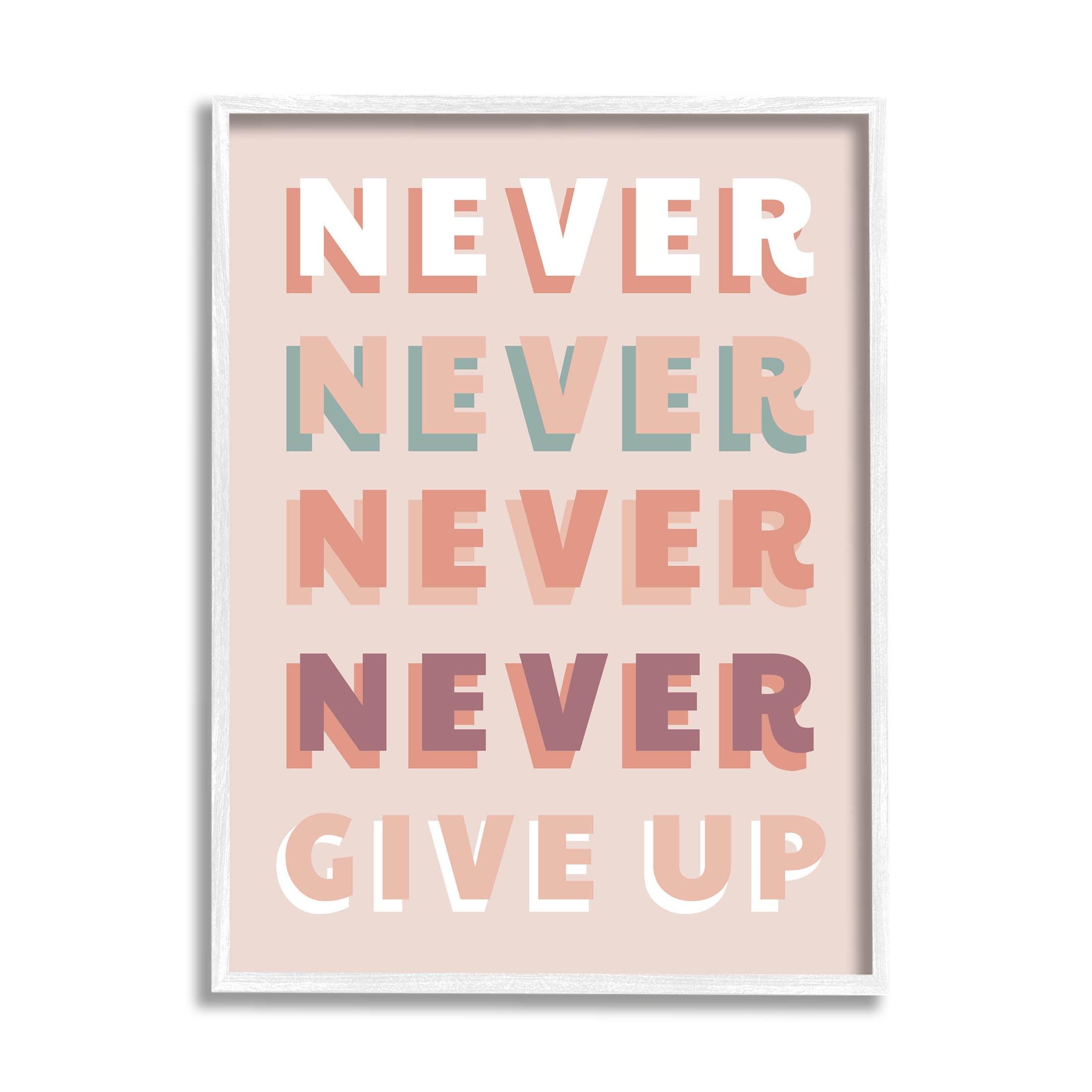 Never Give Up Multicolor Canvas Motivational Quote Print