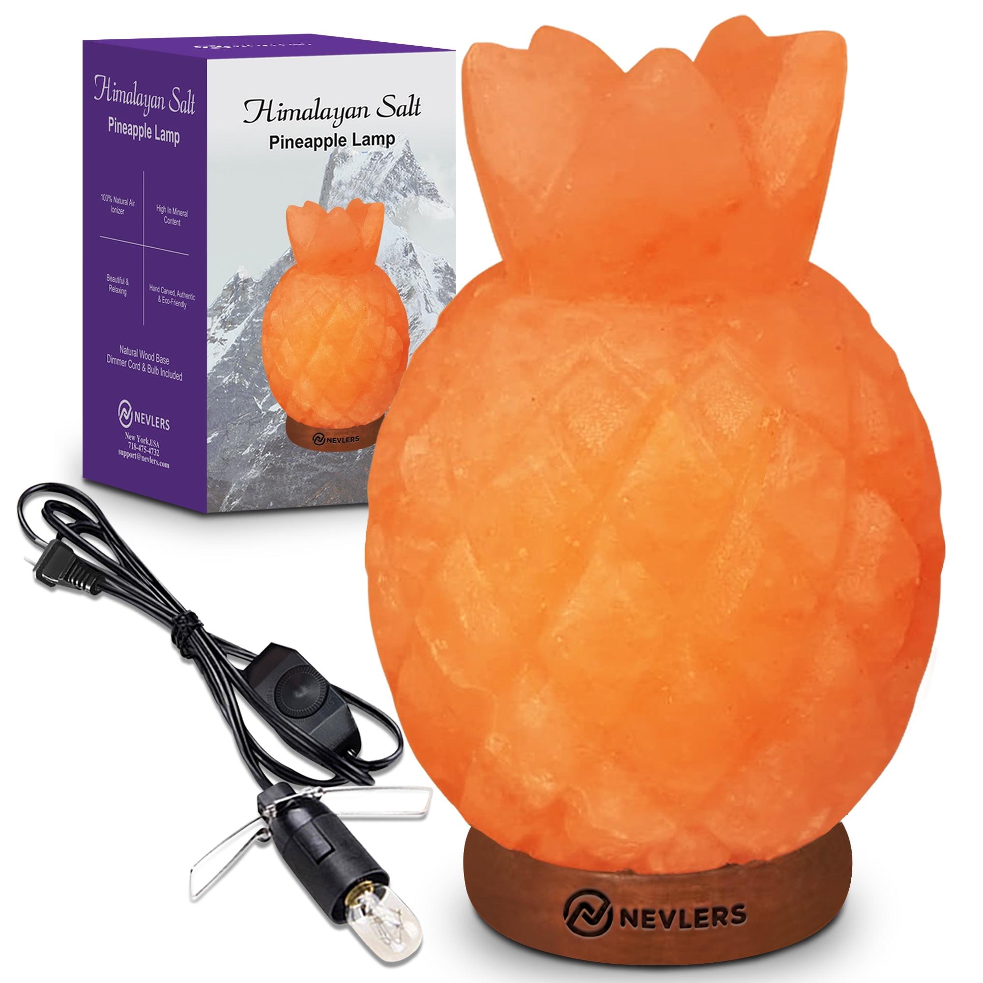 Nevlers Natural Himalayan Salt Lamp - Pineapple Shaped - Dimmer Cord - Pink - Traditional