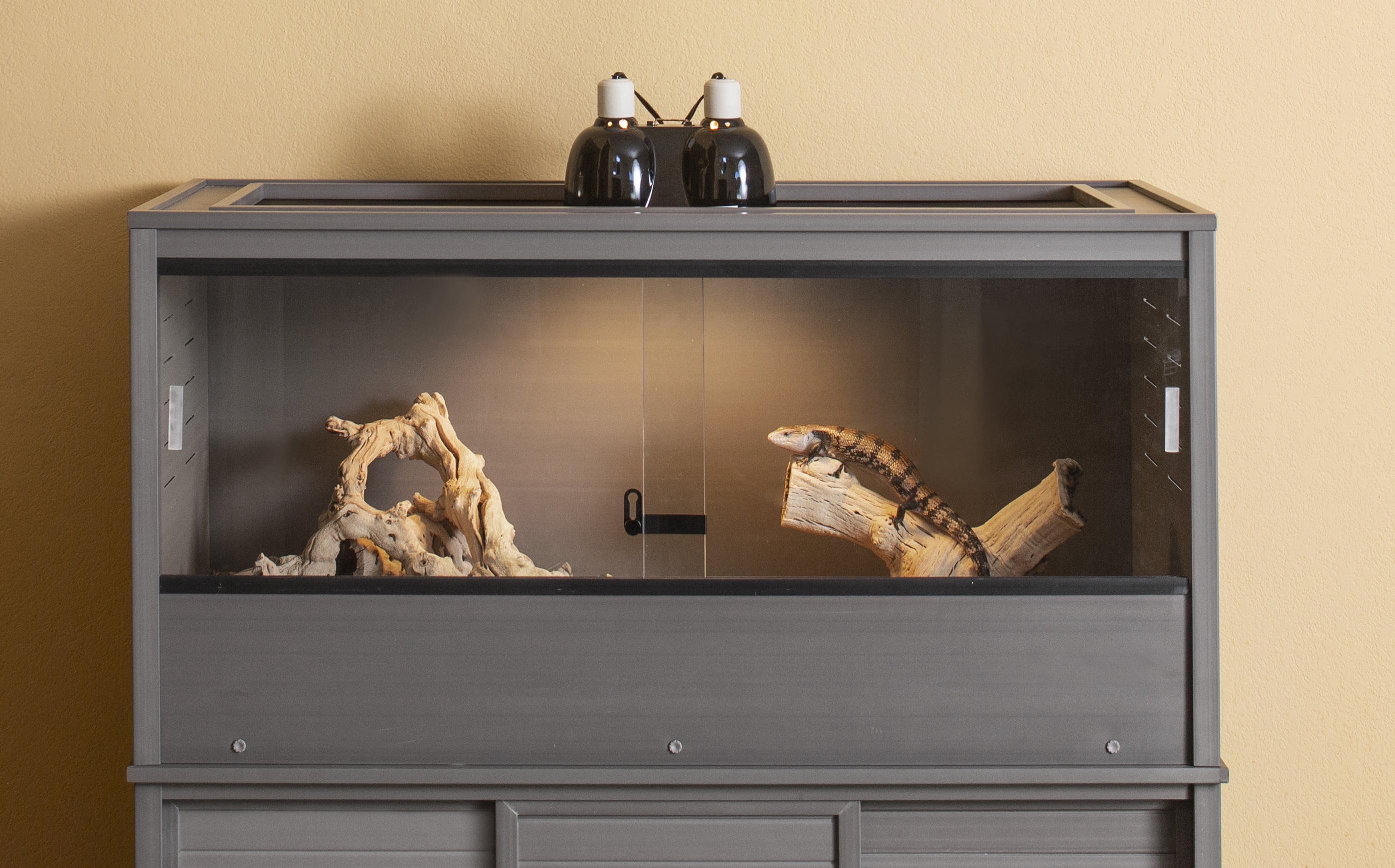 New Age Pet® ECOFLEX® 48 in. Mojave Reptile Terrarium Lounge - Durable Composite Habitat with Ventilated Side Panels, Removable Sliding Glass Doors and Mesh Screen Top for UV/Heat Lamp Setup