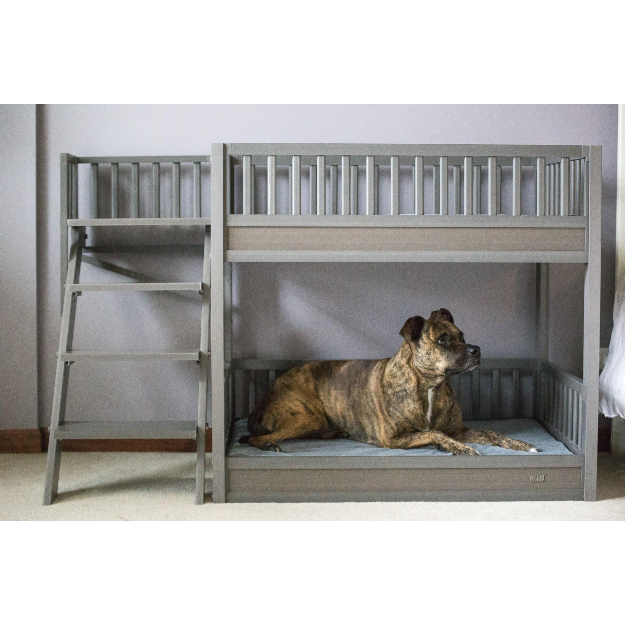 Grey ECOFLEX Orthopedic Elevated Dog Bunk Bed with Stairs