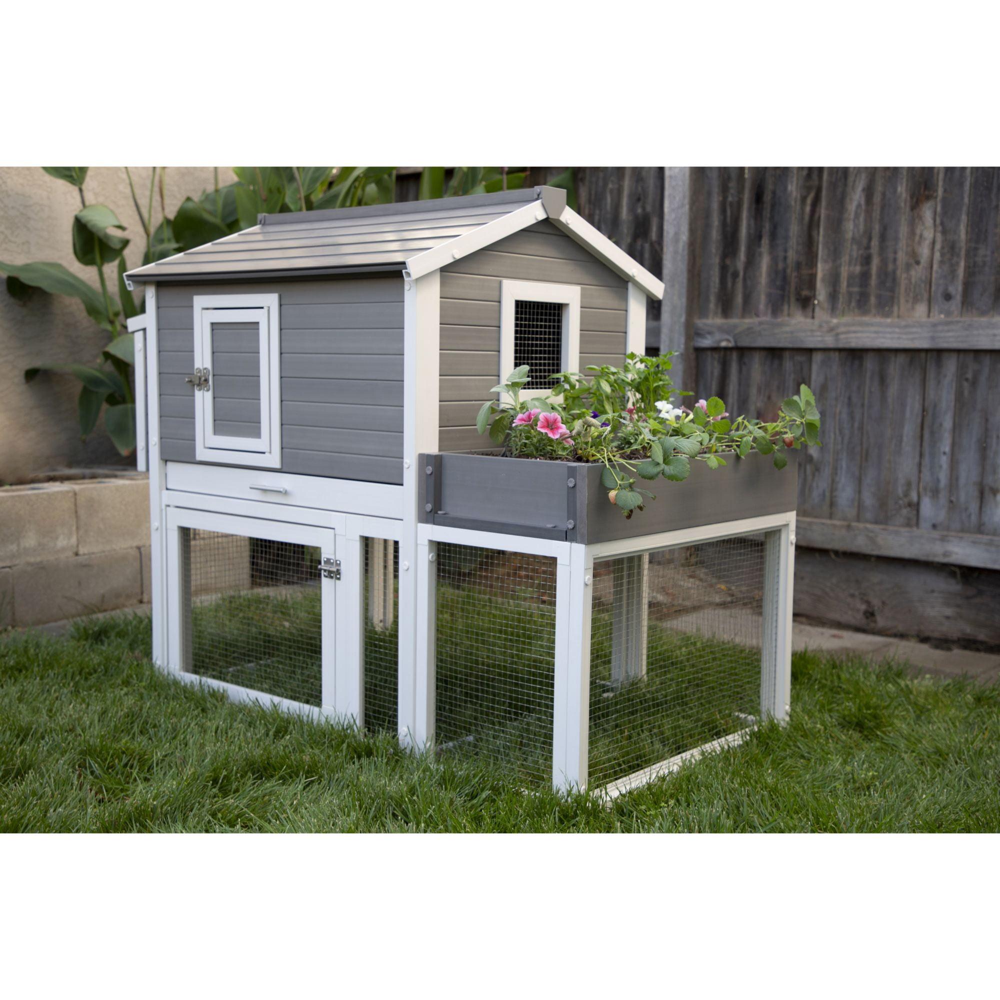 New Age Pet® ECOFLEX® Urban Farm Chicken Coop - 2-Level Living Space with Nesting Box, Roosting Bars, and NeveRust Stainless Steel Pen, Easy Assembly, Ideal for 2 Average Size Chickens or 4 Bantams