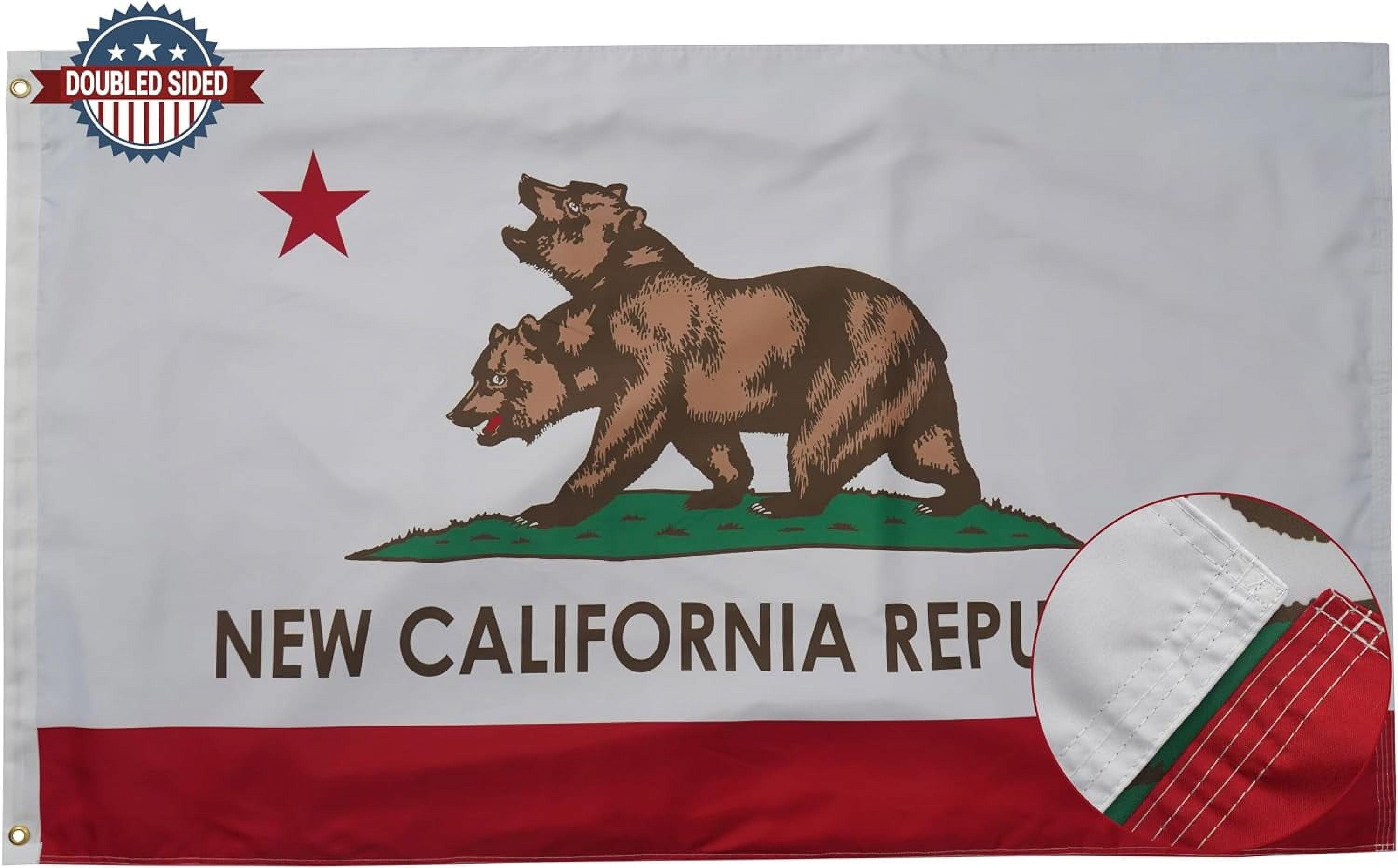 California Flag Printed Polyester Rectangular Canvas Heading Brass Grommets 3ft x 5ft