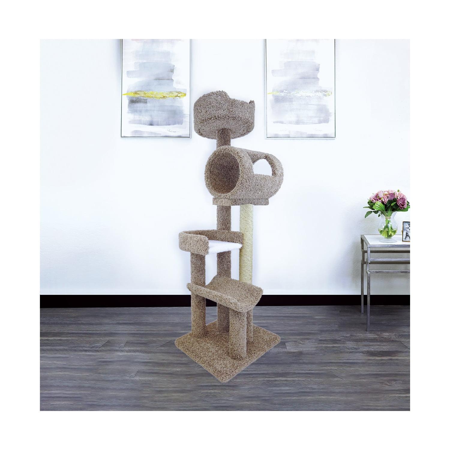 Brown Sisal and Wood Freestanding Cat Climbing Tower