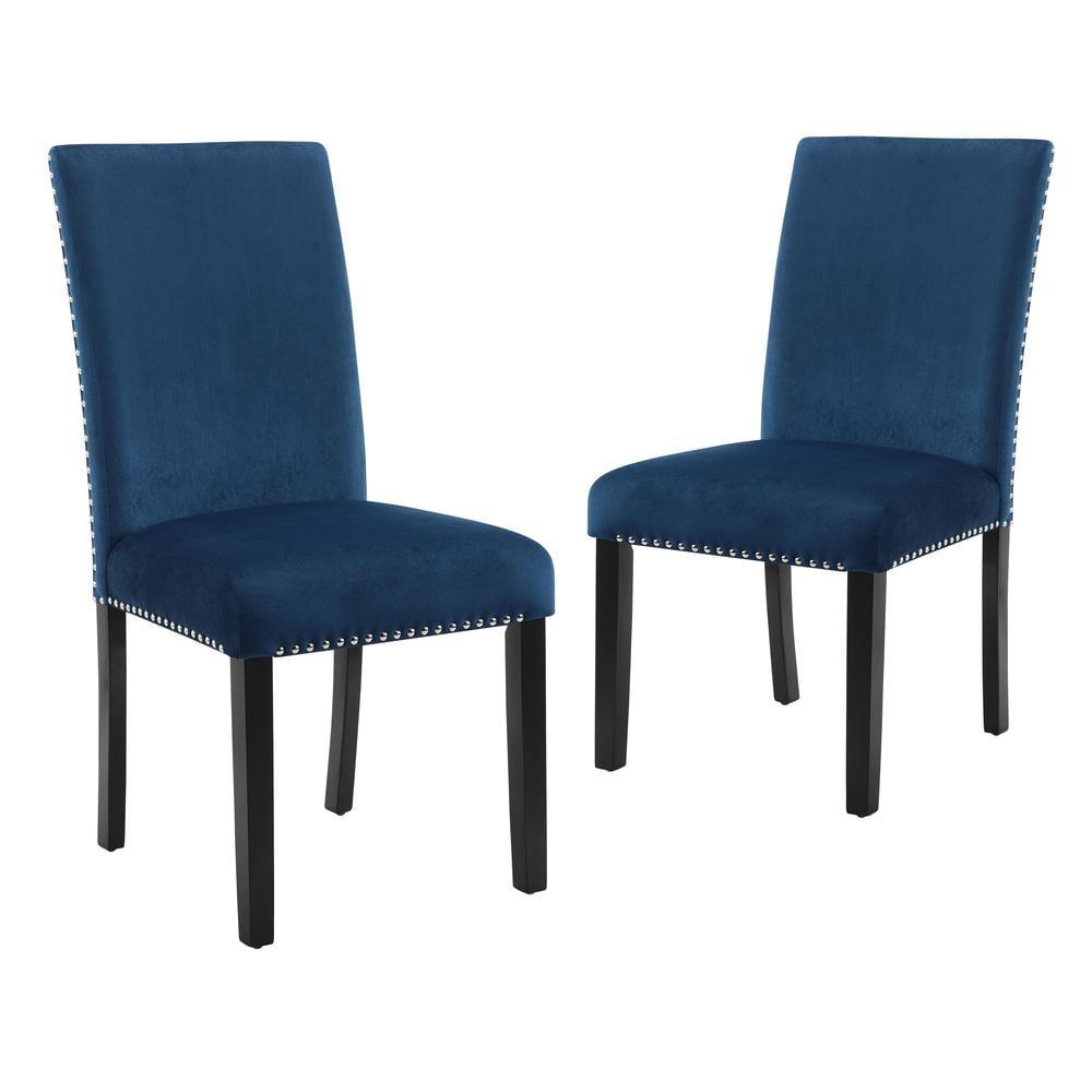 Celeste Transitional Blue Velvet Upholstered Parsons Side Chair