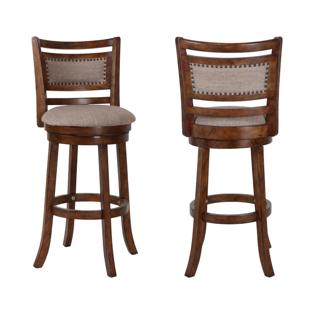 New Classic Furniture, Aberdeen Brown Solid Wood Swivel Bar Stool (Set of 2), Brown