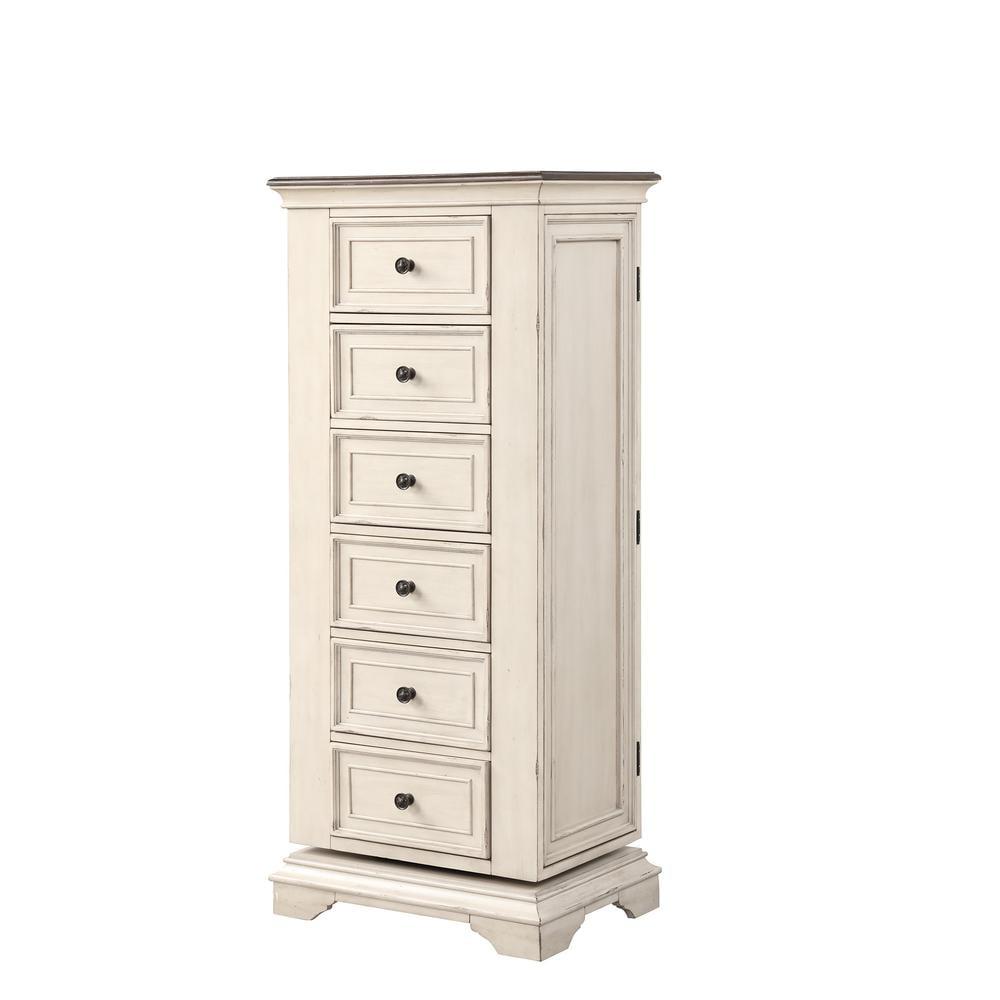New Classic Furniture Anastasia 6-Drawer Wood Chest with Mirror, White