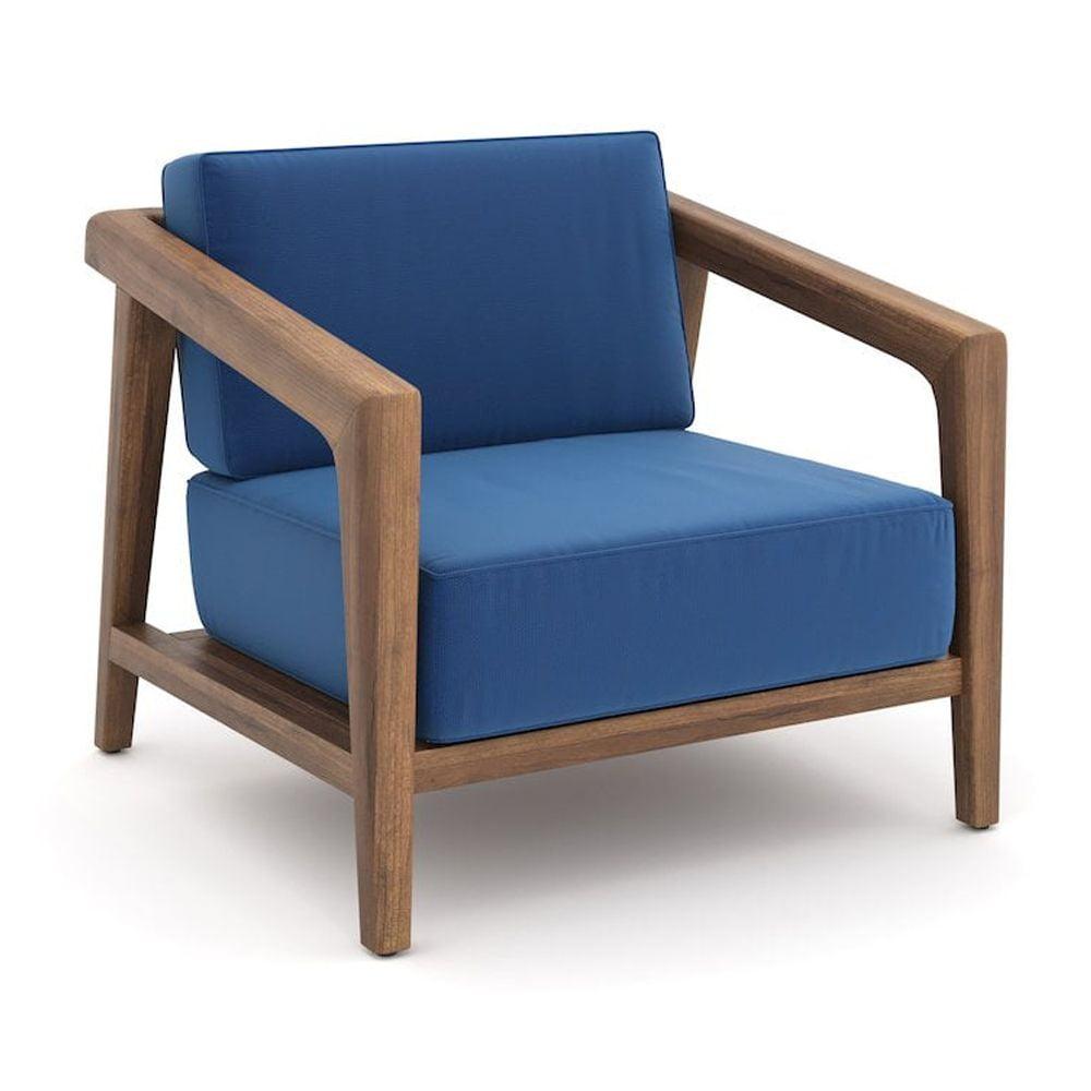New Classic Furniture Bali Solid Wood Patio Club Chair in Dark Blue (Set of 2)
