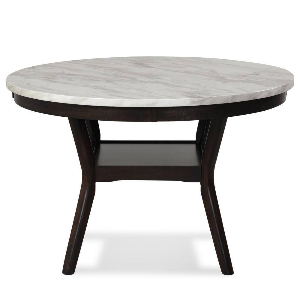 Celeste 48'' Round Espresso Wood & Faux Marble Dining Table