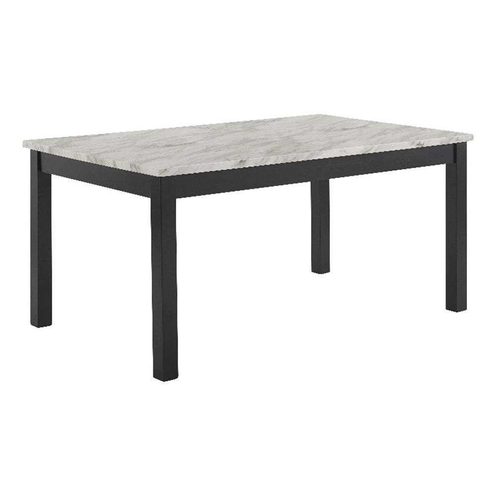 Celeste 64" Black Wood Dining Table with Faux Marble Top