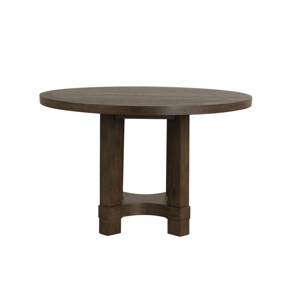 47" Round Brown Reclaimed Wood Dining Table