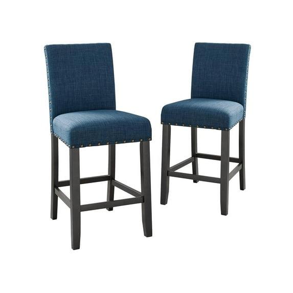 New Classic Furniture,Furniture Crispin 25" Fabric Counter Chairs In Blue (Set Of 2)