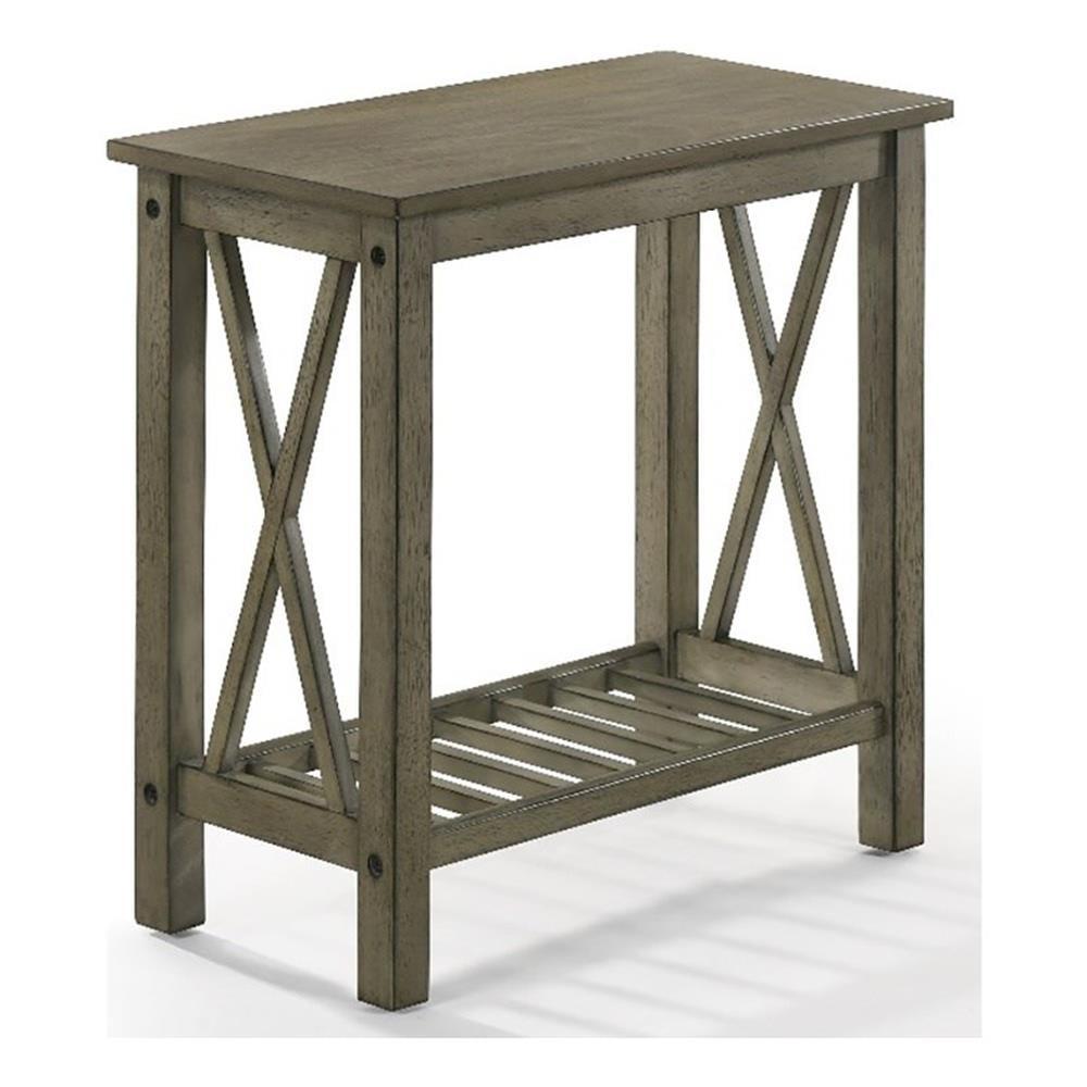 Eden Gray Solid Wood Rectangular End Table with Shelf