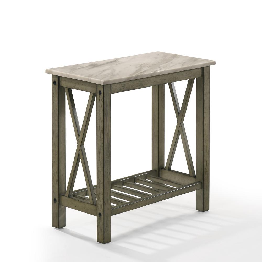 New Classic Furniture Eden 1-Shelf Faux Marble & Wood End Table in Gray