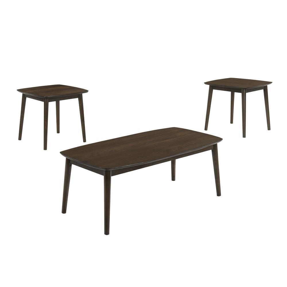 Felix Dark Walnut 3-Piece Rectangular Wood Coffee Table Set