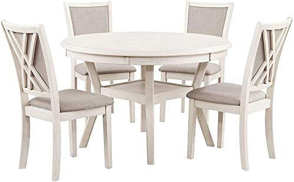 Amy 5-Piece Round Bisque Solid Wood Dining Set