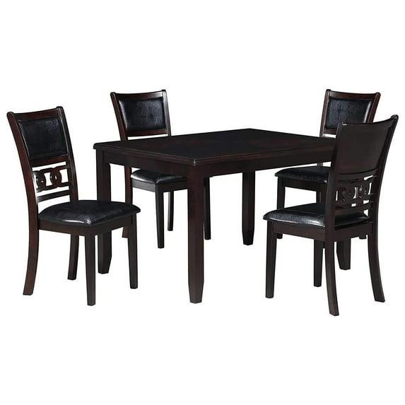 New Classic Furniture Gia Dining Collection with 48" Dining Table, 4 Cushioned Chairs, Veneer Tabletop and Solid Rubberwood Construction, Ebony