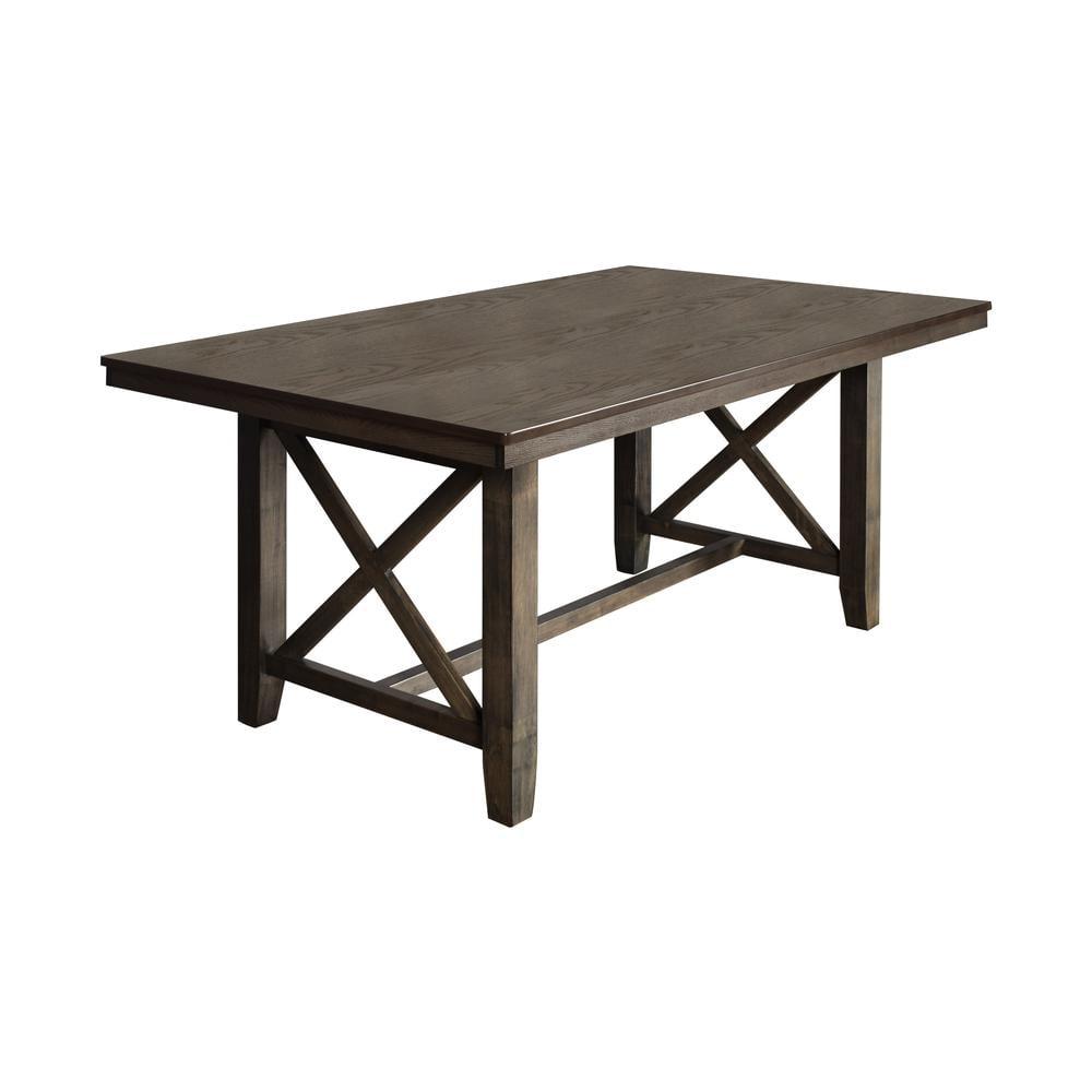 Julius Walnut Brown Solid Wood Rectangular Dining Table