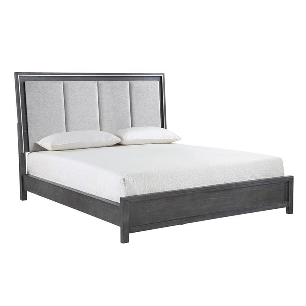 Odessa Charcoal Gray Queen Bed with Pine Wood Frame