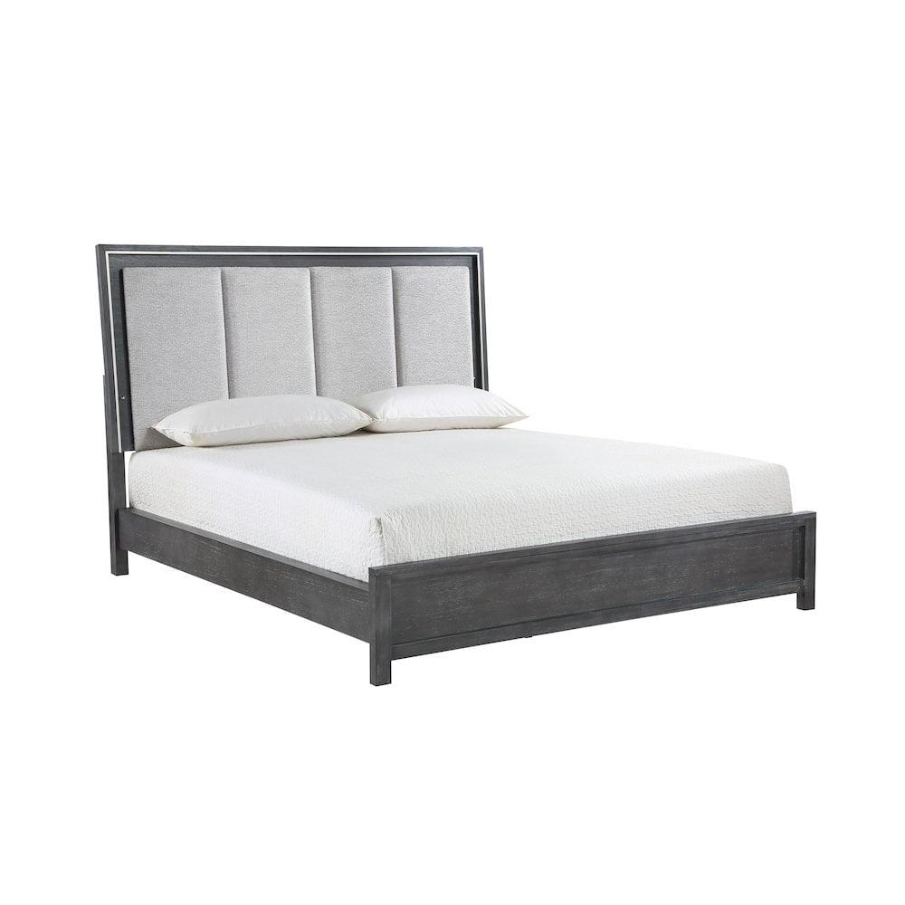 Odessa Charcoal Gray Queen Bed with Pine Wood Frame