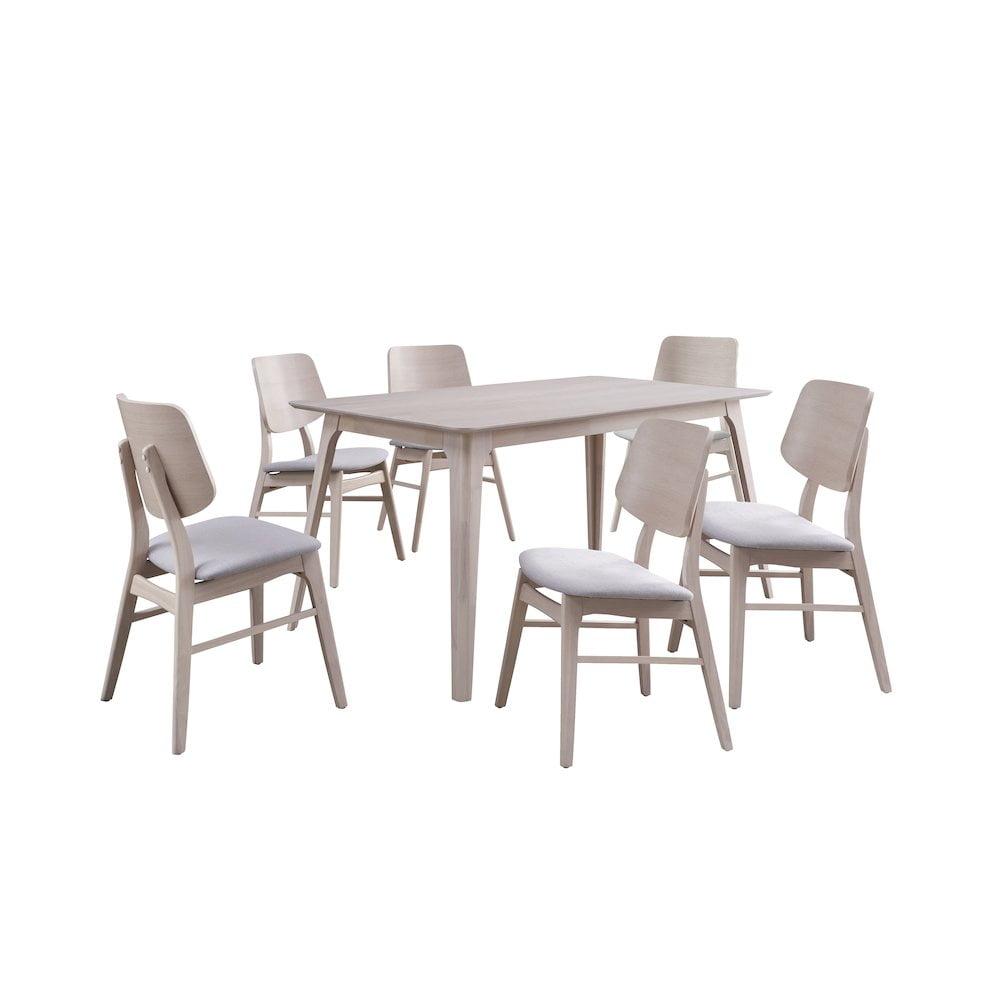 Oscar White Ash 7-Piece Mid-Century Modern Dining Set