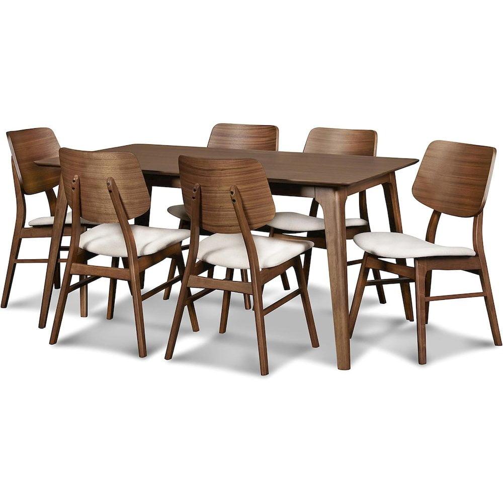 New Classic Furniture Oscar 7-piece Wood Dining Set in Walnut