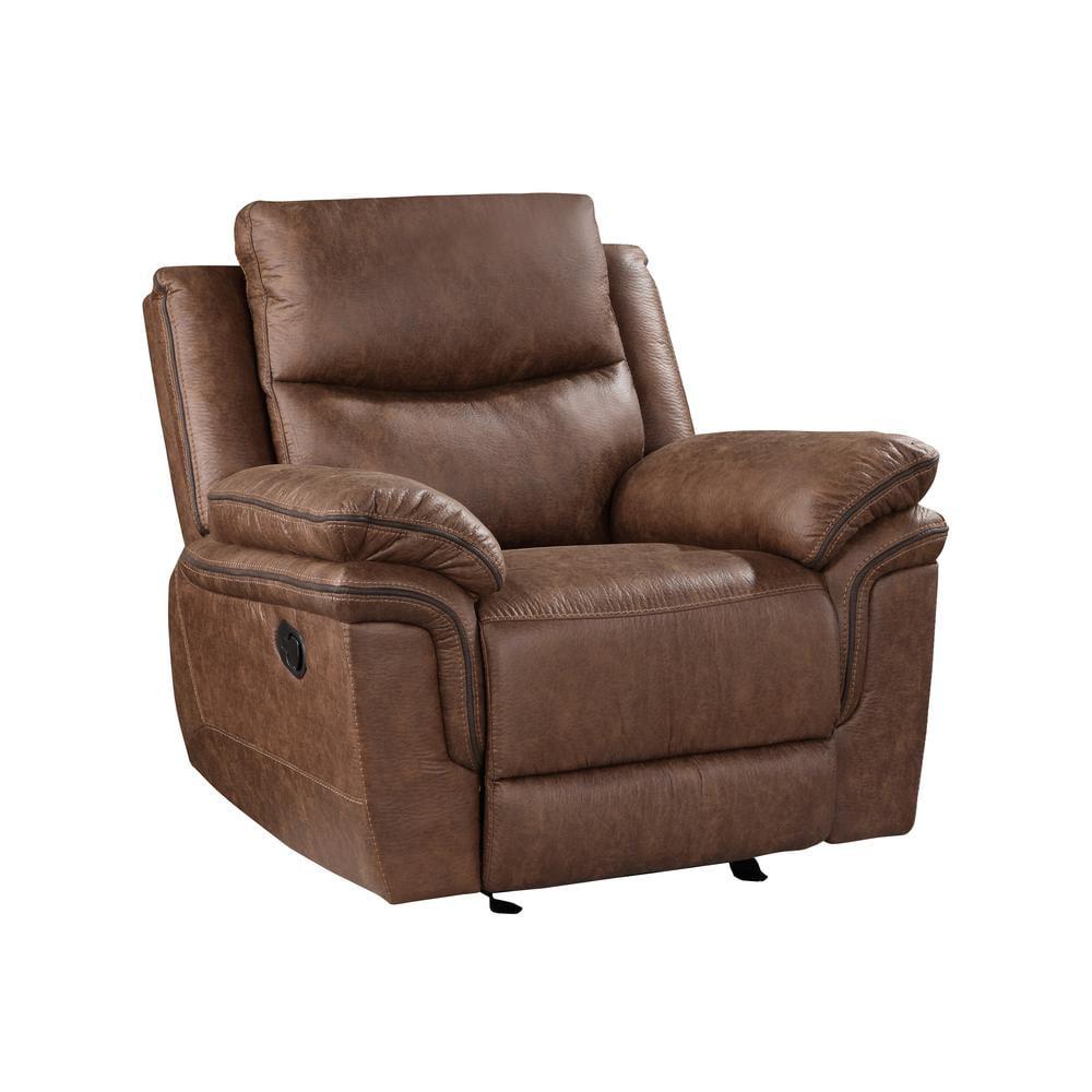 Ryland Brown Microfiber Glider Recliner with Manufactured Wood Frame