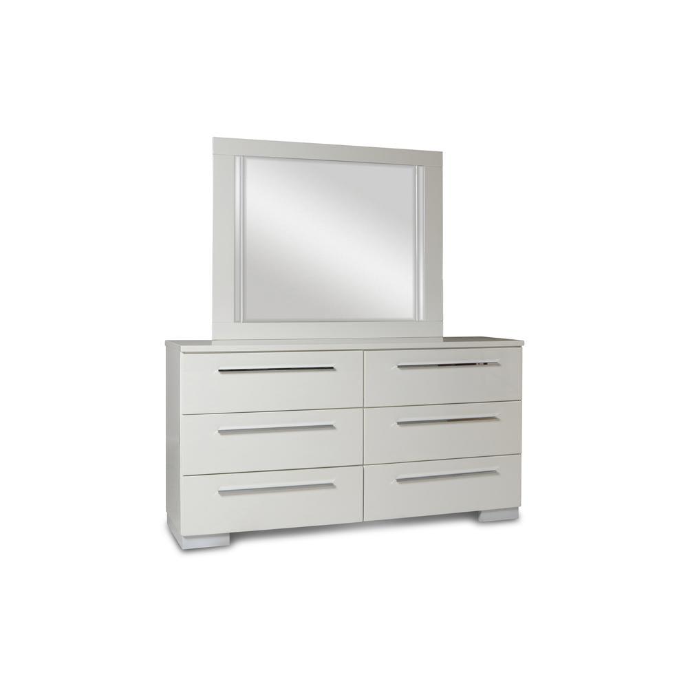 Sapphire 63" White Wood 6-Drawer Dresser