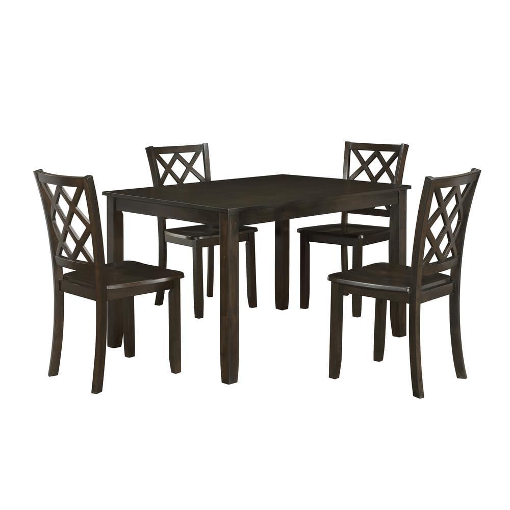 Trellis Brown Solid Wood 5-Piece Rectangular Dining Set