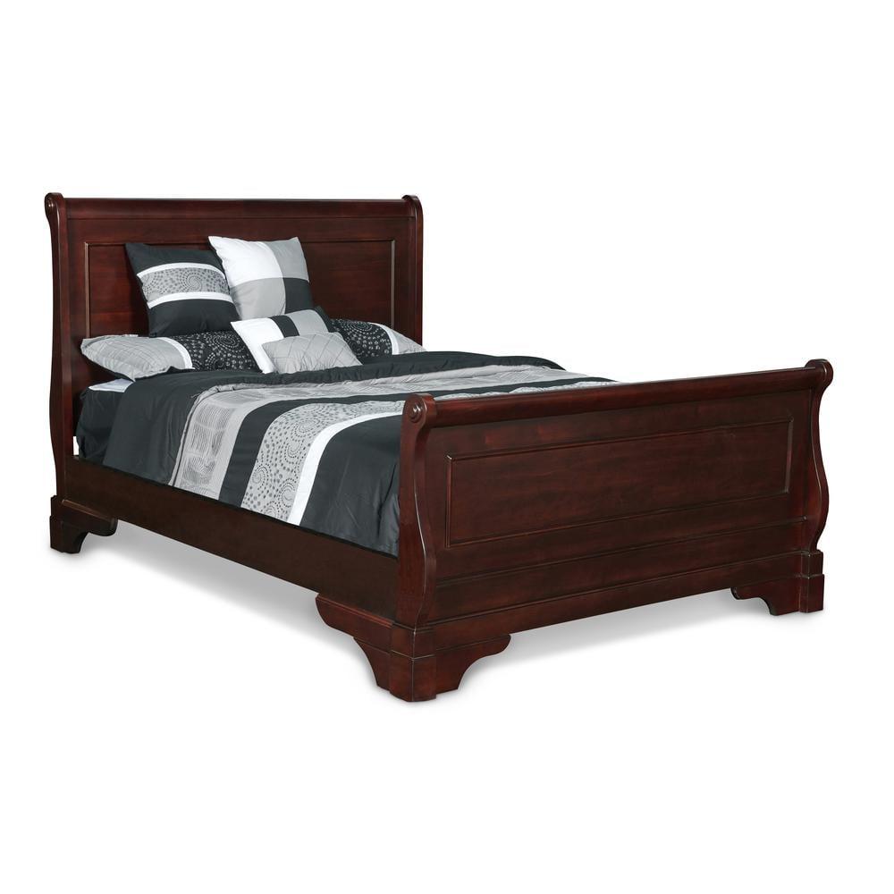 Bordeaux Cherry Classic King Wood Bed with Headboard