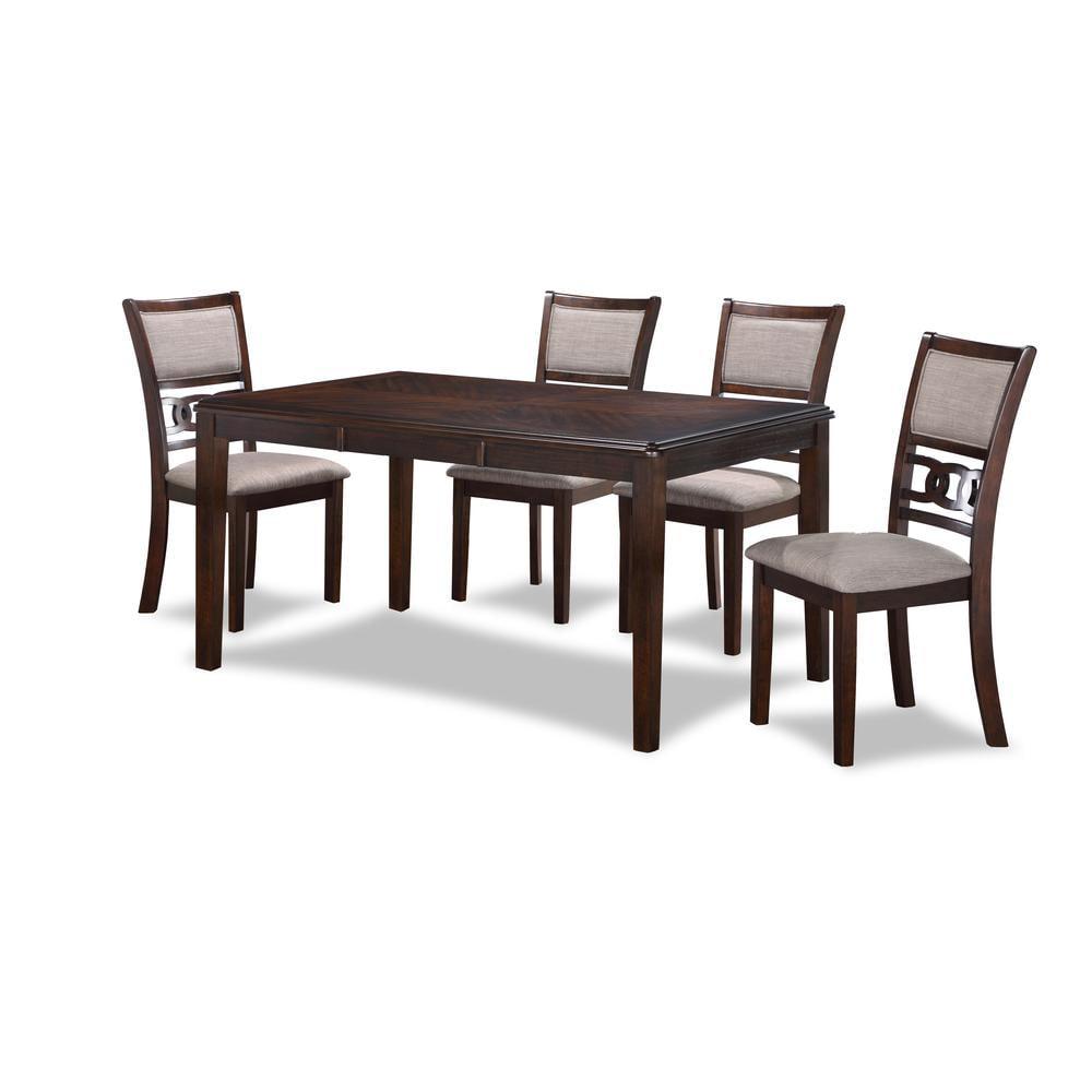 Gia 60" Brown Cherry Wood Dining Set with 4 Chairs