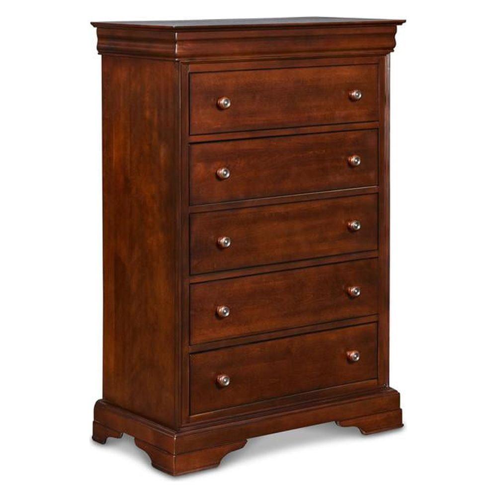 Bordeaux Cherry 5-Drawer Lift Top Chest with Mirror