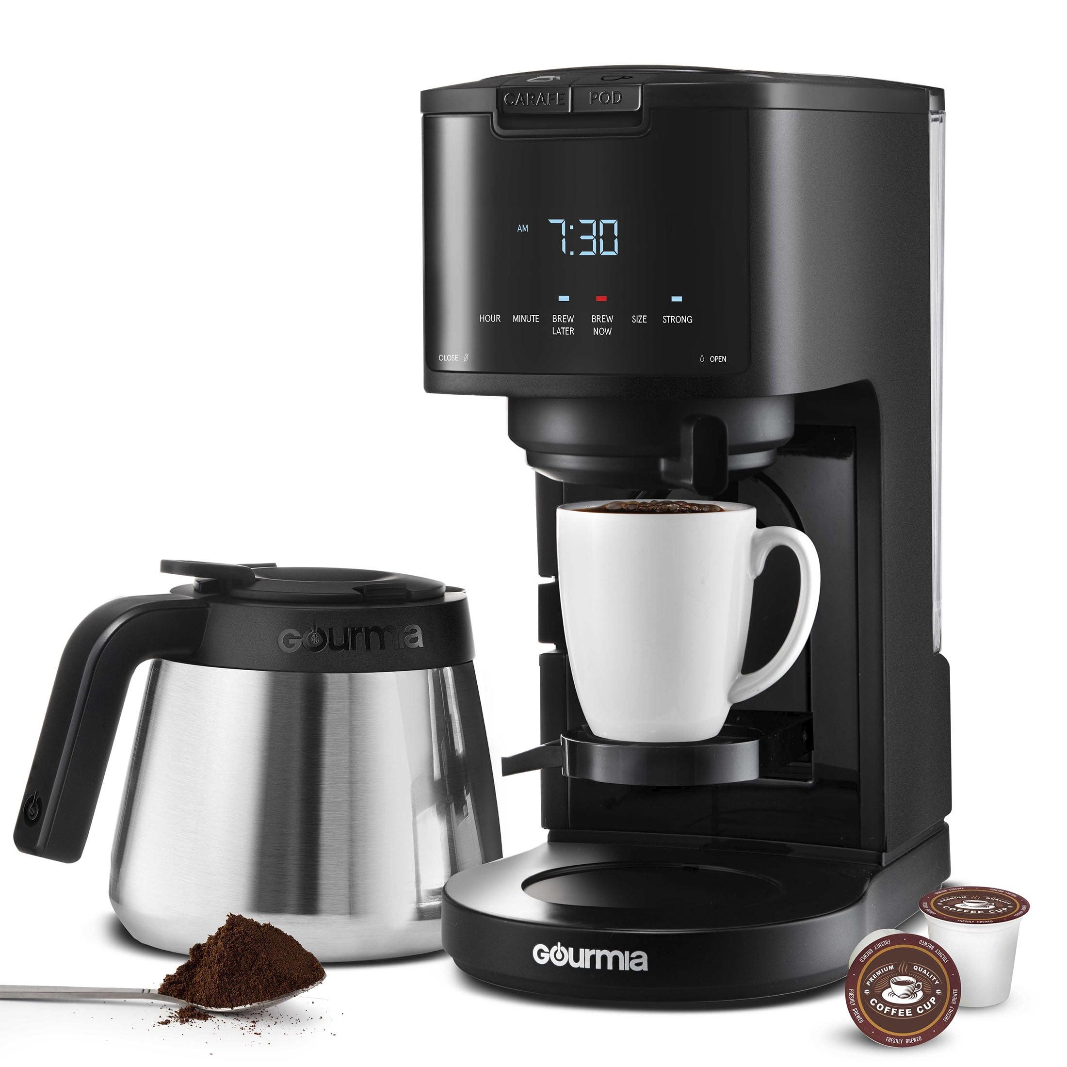 Gourmia 12 Cup Drip Coffee Maker with Thermal Carafe Black: Stainless Steel, Electric, Dishwasher-Safe Parts, 2-Year Warranty
