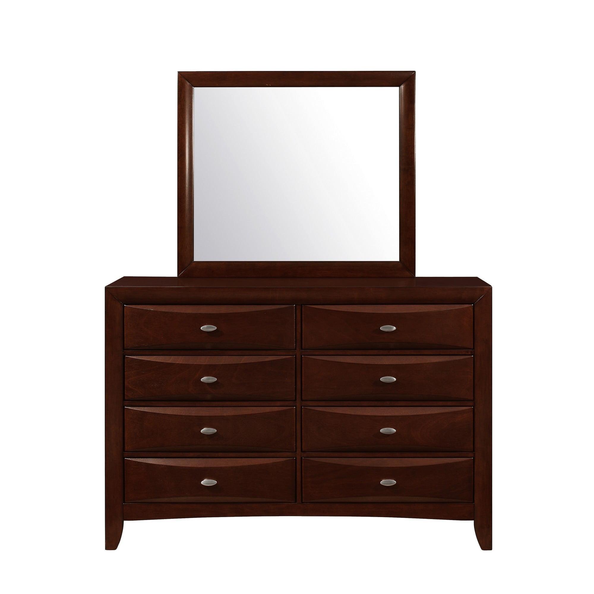 Bronze and Gold Rectangular Wood Dresser with Mirror