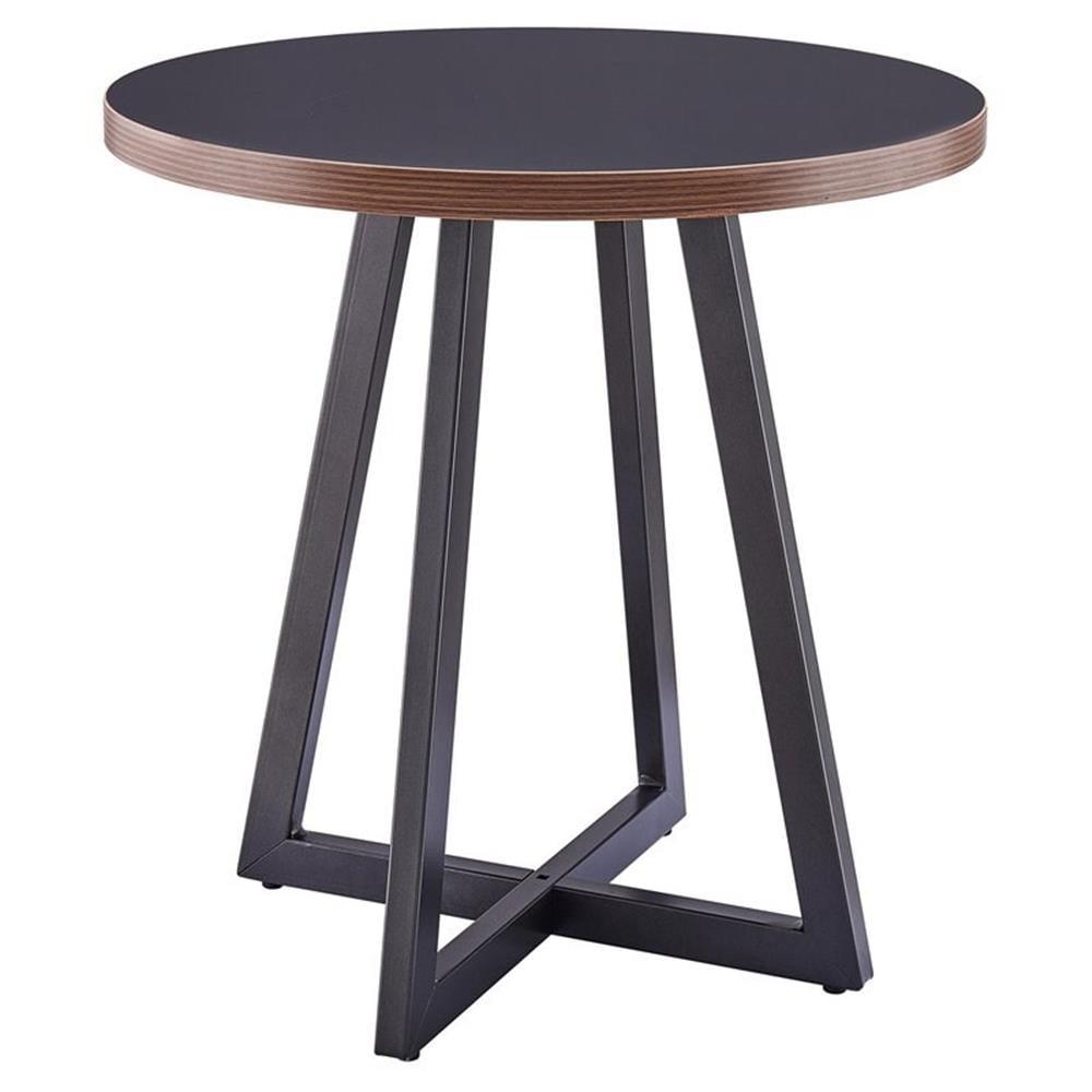 New Pacific Direct Courtdale 20" Round Wood End Table in Black/Gunmetal