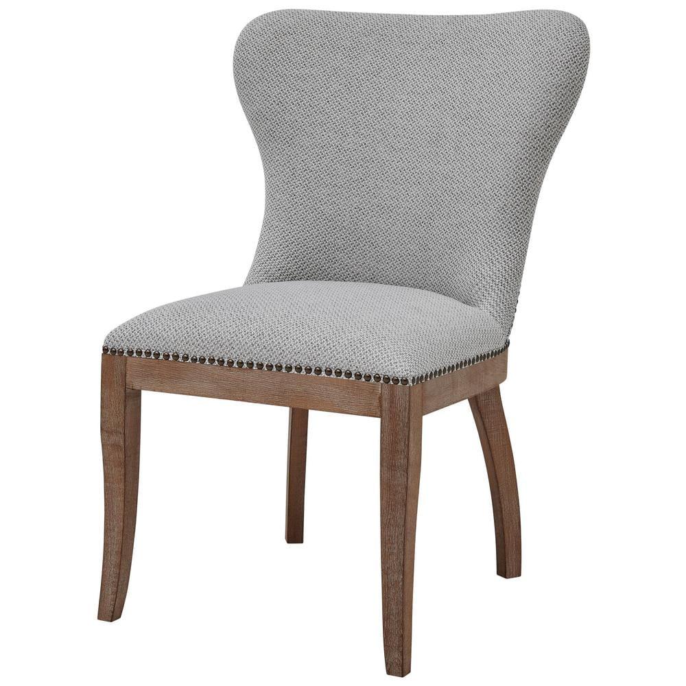 Cardiff Gray Upholstered Wood Side Chair with Nailhead Trim