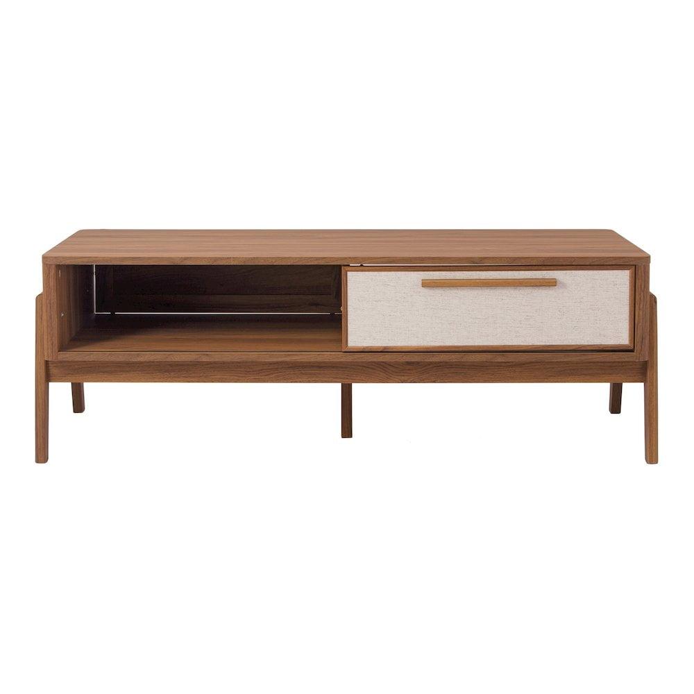 Heaton 47" Walnut Wood Coffee Table with Linen Storage