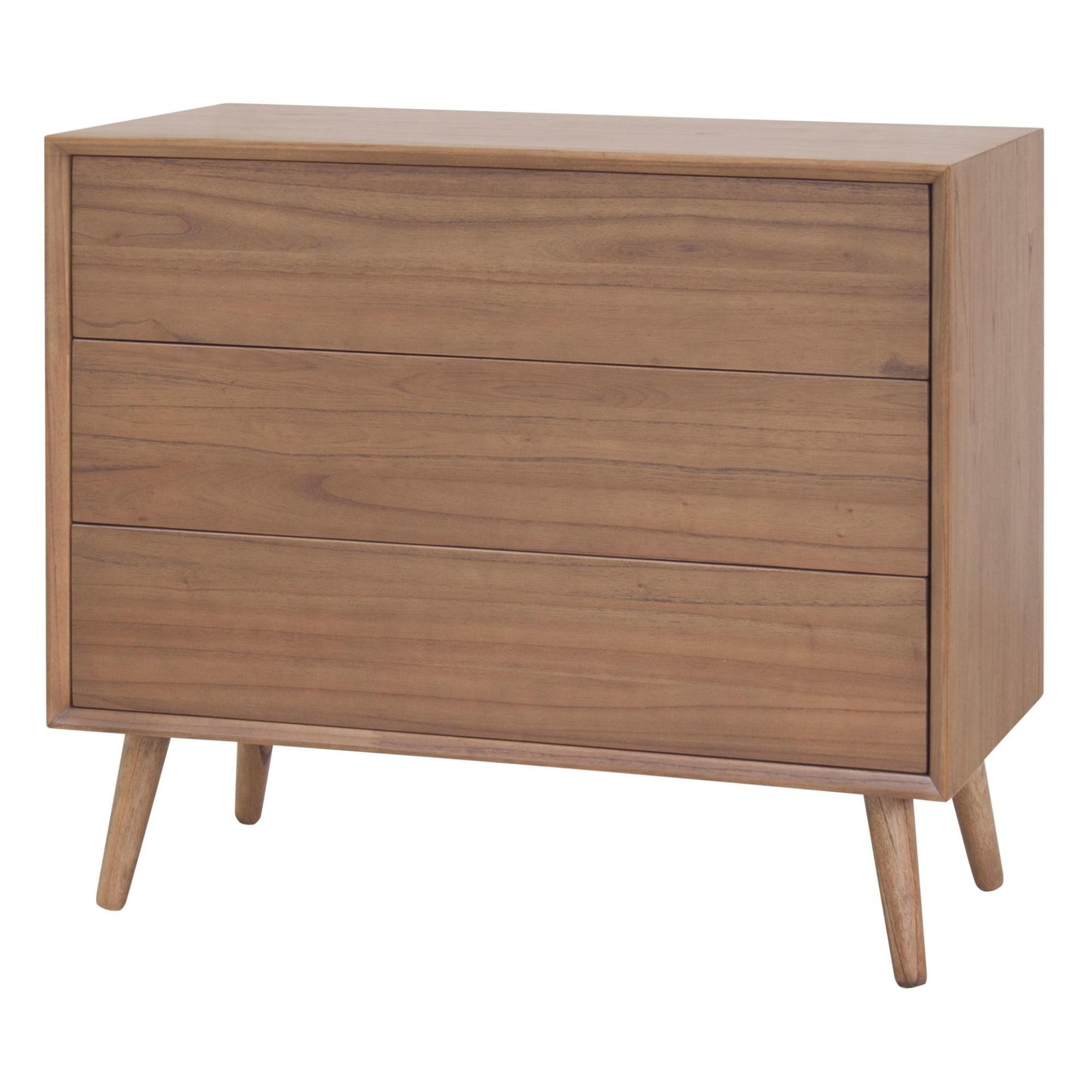 Newton Brown Mid-century 3-Drawer Chest with Soft Close