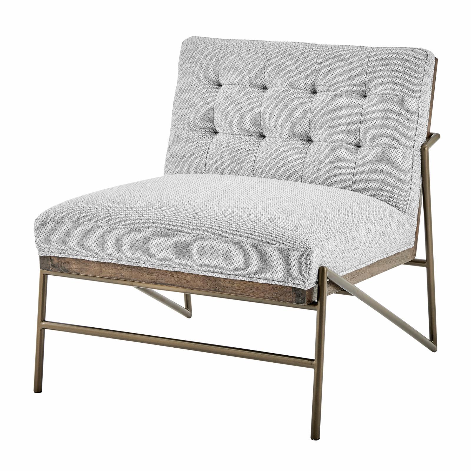 Cardiff Gray Fabric and Metal Slipper Chair