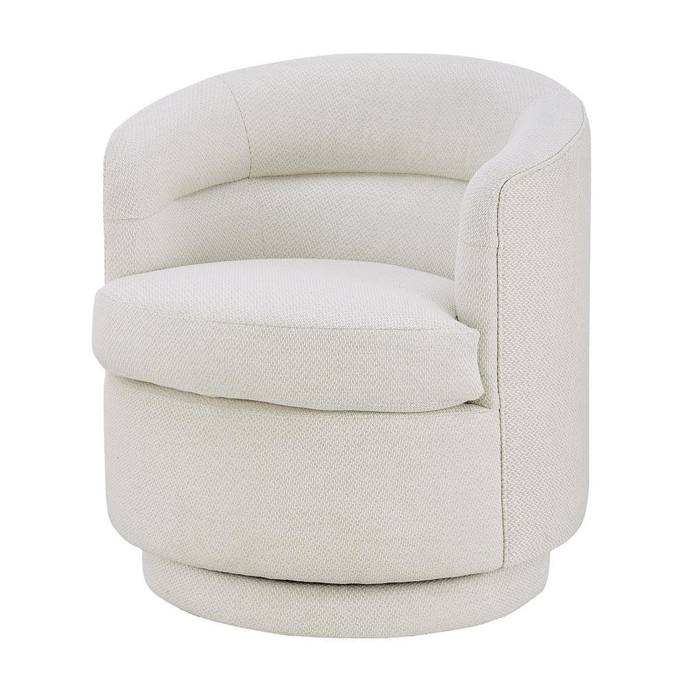 Beige Fabric Swivel Accent Chair with Channel Stitching