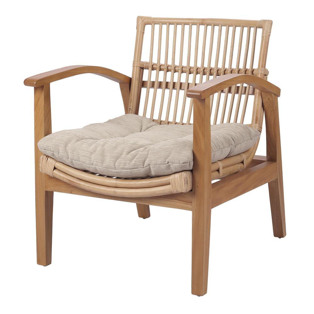 Valdes Handcrafted Rattan & Mahogany Accent Chair in Honey