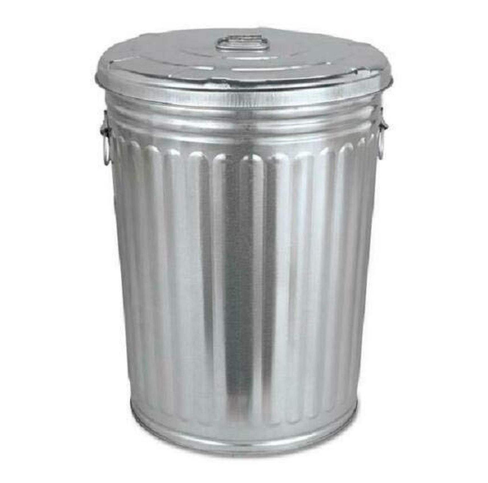 Pre-Galvanized Trash Can with Lid Round, Steel, 20gal, Grey, Outdoor Garbage Can.