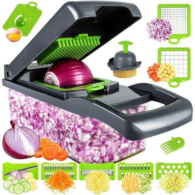 Vegetable Chopper,Pro Onion Chopper,14 in1 Multifunctional Food Chopper,Kitchen Veggie Chopper with 8 Blades,Vegetable Chopper With Container ,Vegetable Slicer Dicer Cutter,Salad,Garlic Chopper
