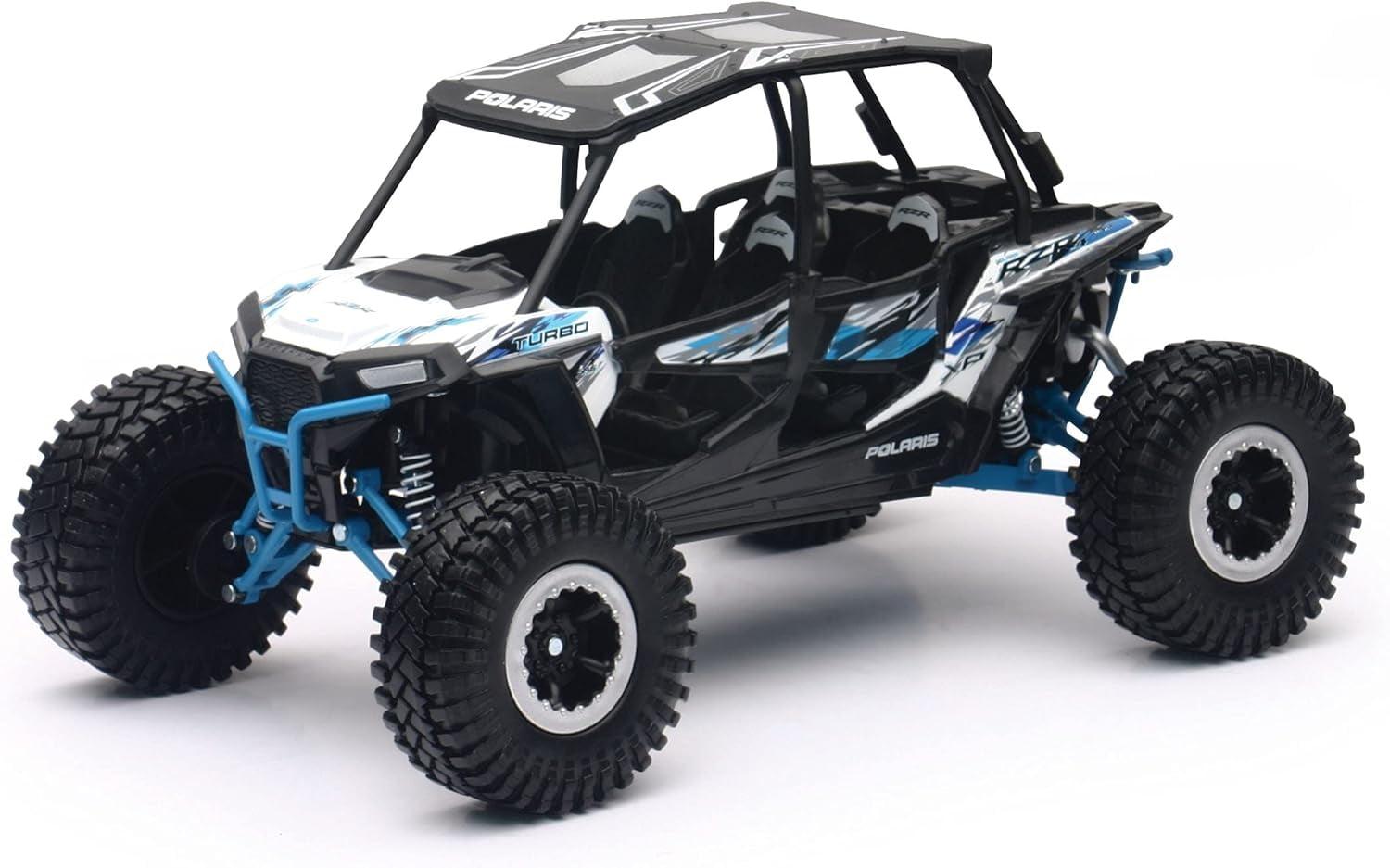Polaris RZR XP 4 Turbo EPS Sport UTV White with Graphics and Black Top "Xtreme Off-Road" Series 1/18 Diecast Model by New Ray