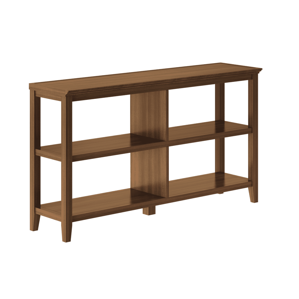 Walnut Brown 2-Tier Low Wooden Bookcase