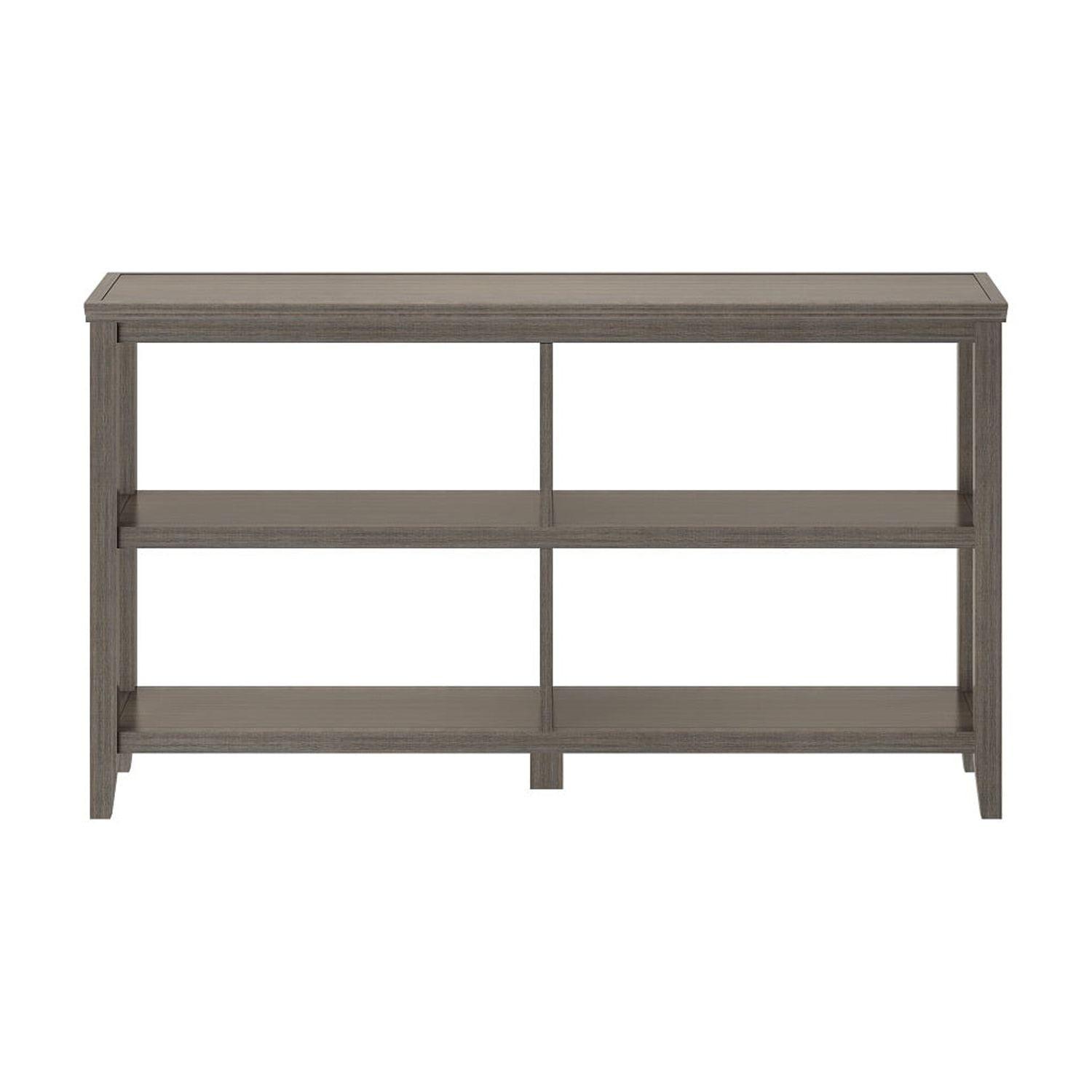 2-Tier Low Wooden Bookcase, Washed Grey