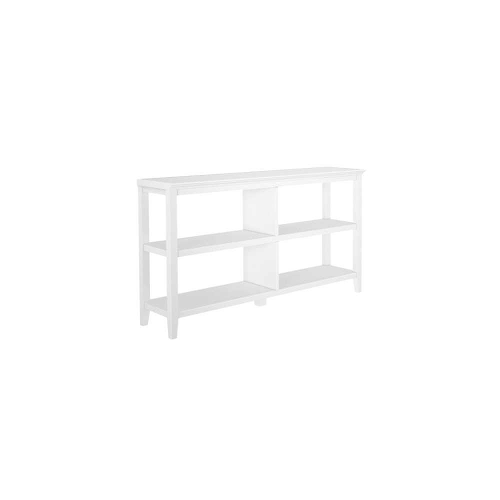 Modern White Wood 2-Tier Low Horizontal Bookcase