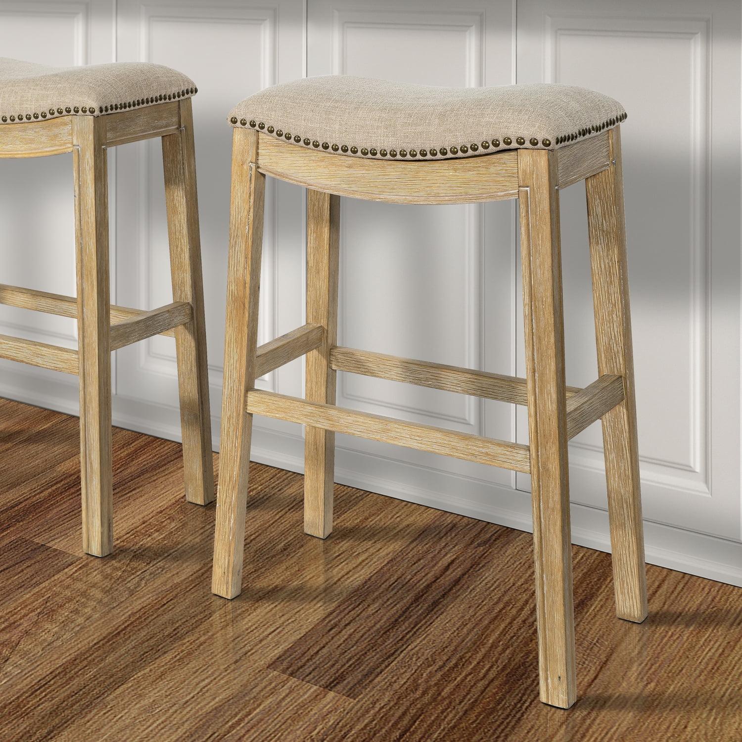 New Ridge Home Goods 31" Saddle Bar-Height Stool Natural