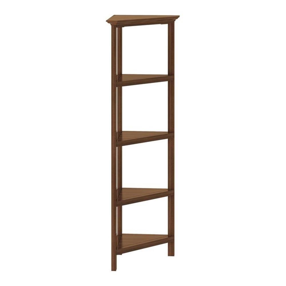 NewRidge 4-Tier Corner Wooden Bookcase Walnut