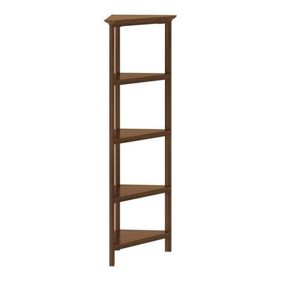 NewRidge 4-Tier Corner Wooden Bookcase Walnut