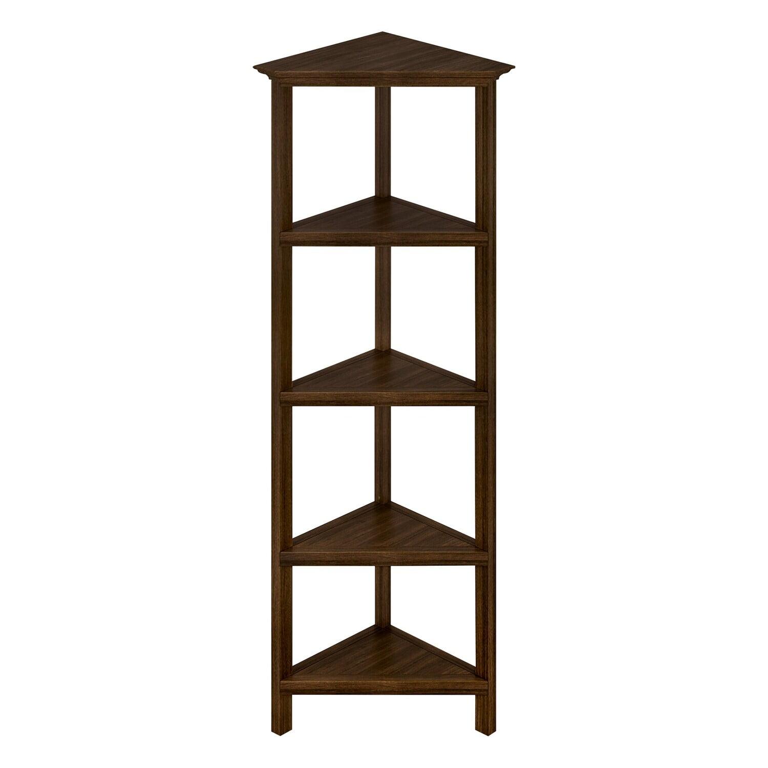 NewRidge 4-Tier Corner Wooden Bookcase Walnut